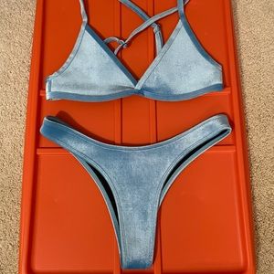 Hoaka Swimwear Light Blue Velvet Swimsuit